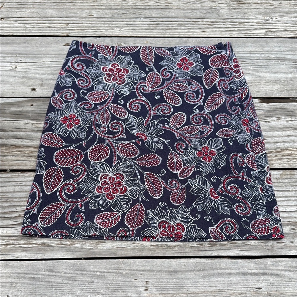 Talbots Blue and Red Mini Pencil Skirt Casual Size 8P
